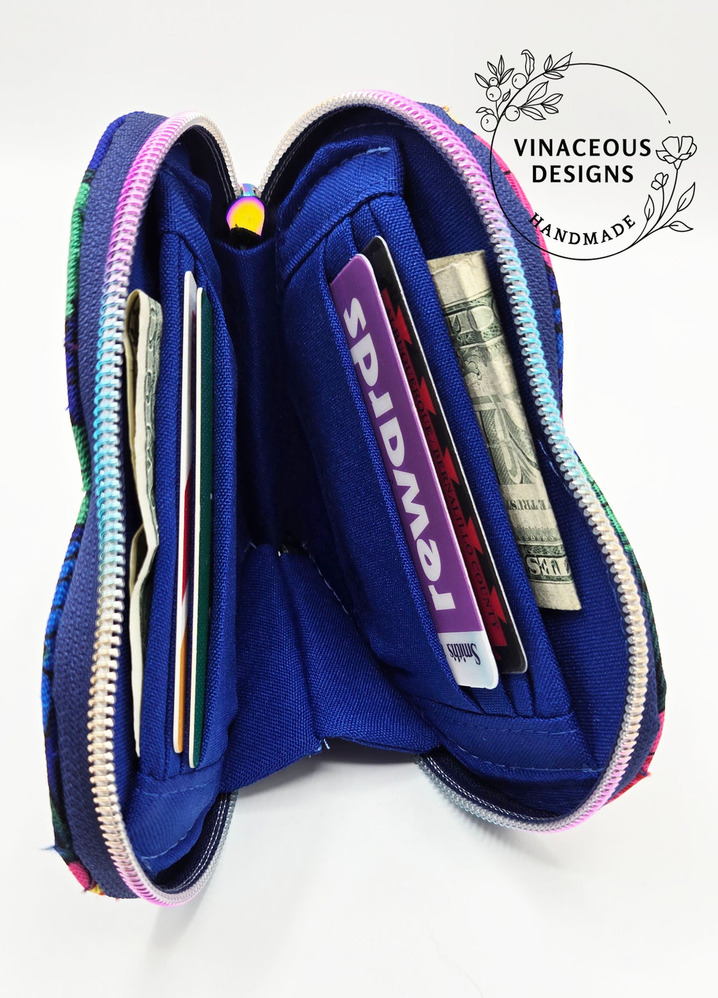 Masani Heart Zip Around Wallet, Blue