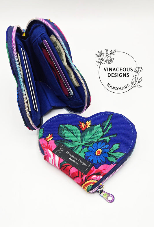 Masani Heart Zip Around Wallet, Blue